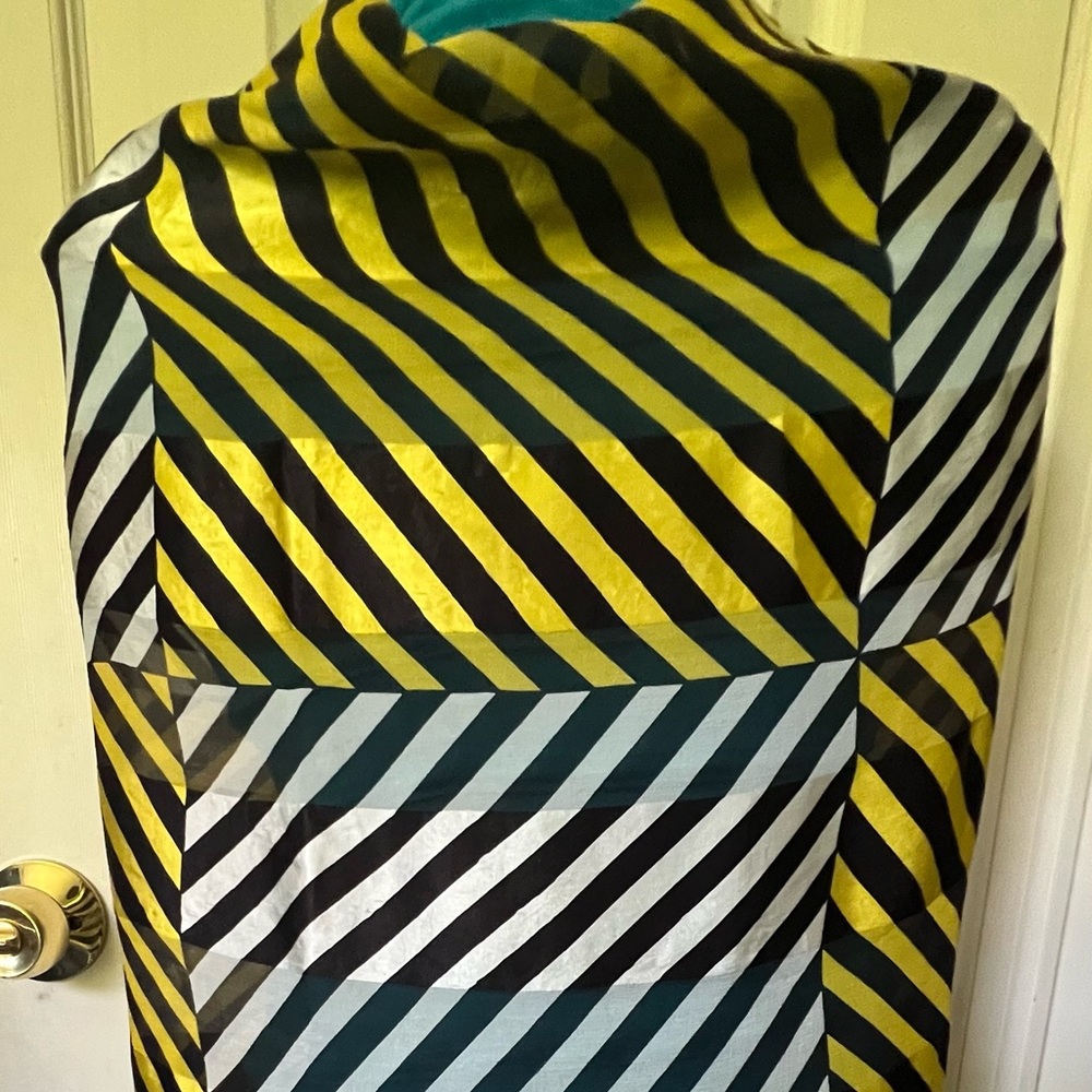 YvesSaintLaurent YSL Scarf. 100% Silk. Stripes. Made in Italy.